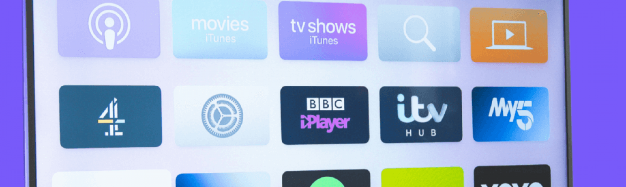 A smart tv with streaming platform icons on it